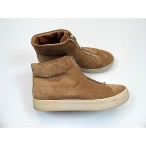 Frye Lena Zip High Top Sneakers Women 7.5 Suede Ankle Boots Comfort Leather Flat